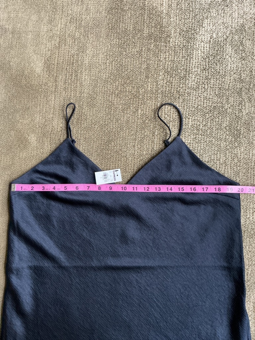 NWT -Express Women's Navy Satin V-Neck Cami Top ~ Sz L - Picture 5 of 14